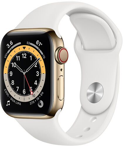 Apple Watch Series 6 Stainless steel 40 mm (2020) | gold | Sport Band white