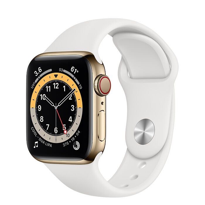 Apple Watch Series 6 Edelstahl 40 mm (2020) gold Sportarmband weiß