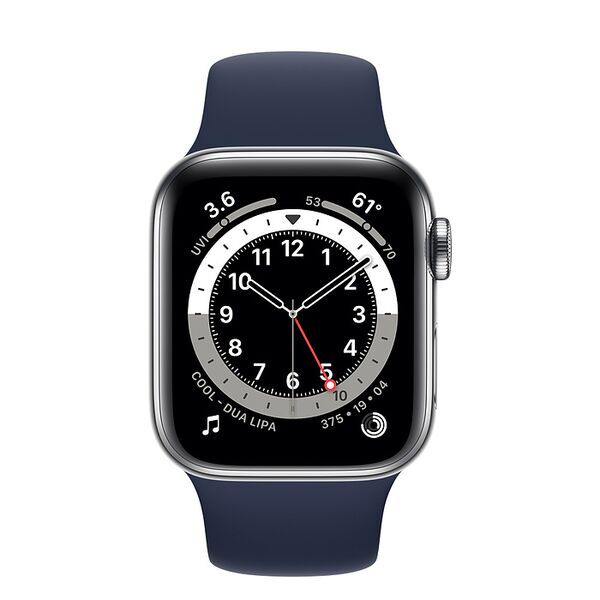 Apple Watch Series 6 Edelstahl 40 mm (2020) | silber | Sportarmband Dunkelmarine, image 2 of 2