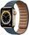 Apple Watch Series 6 Edelstahl 40 mm (2020) | gold | Lederarmband mit Endstück M/L Baltischblau thumbnail 1/2