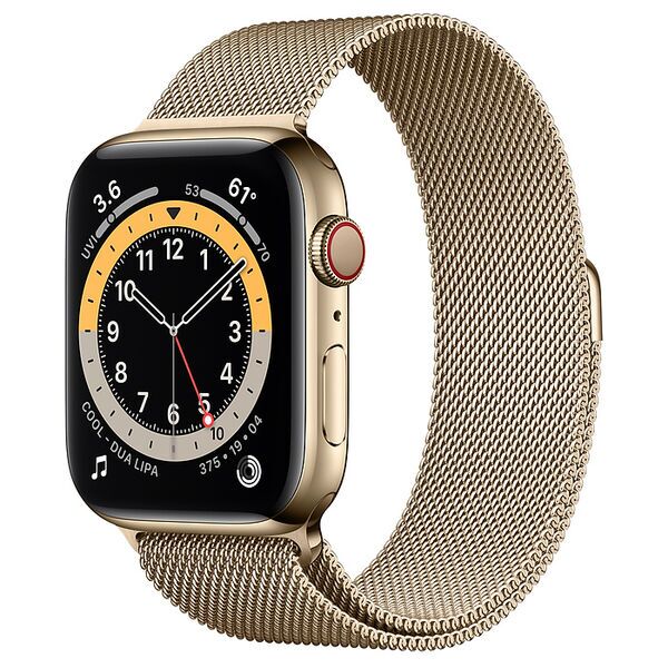 Apple Watch Series 6 Aço Inoxidável 44 mm (2020) | dourado | bracelete Milanaise dourada