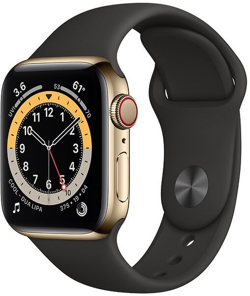 Apple Watch Series 6 Edelstahl 44 mm (2020) | gold | Sportarmband schwarz