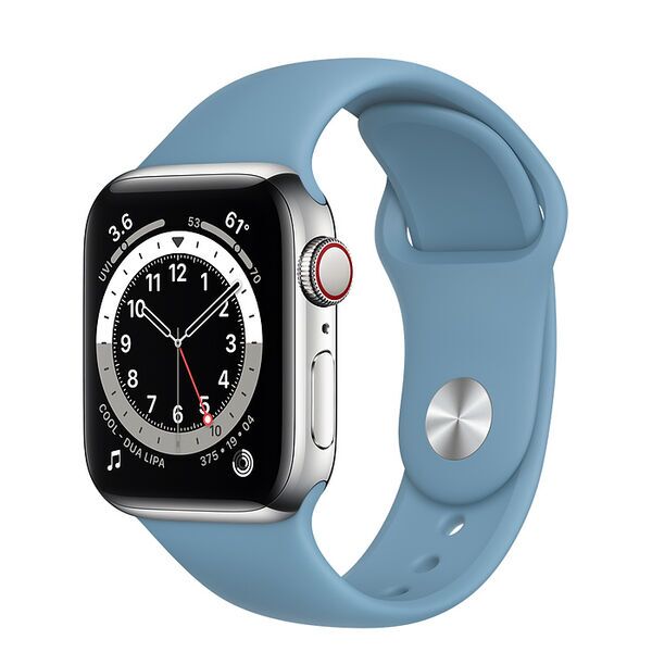 Apple Watch Series 6 Acciaio inossidabile 44 mm (2020) | argento | Cinturino Sport Blu nordico, image 1 of 2