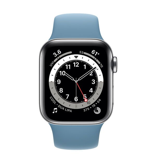 Apple Watch Series 6 Acciaio inossidabile 44 mm (2020) | argento | Cinturino Sport Blu nordico, image 2 of 2