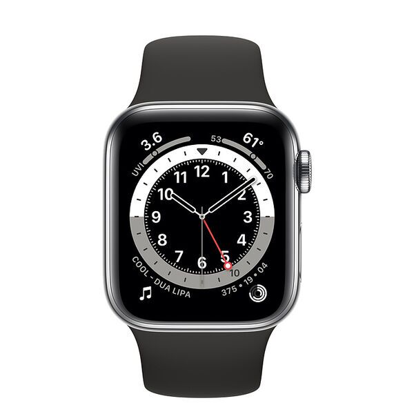 Apple Watch Series 6 Edelstahl 44 mm (2020) | silber | Sportarmband schwarz 2