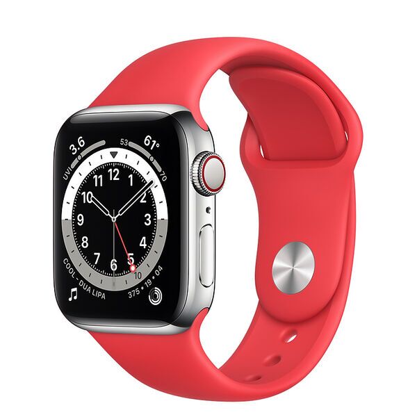 Apple Watch Series 6 Stainless steel 44 mm (2020) | silver | Sport Band red