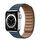 Apple Watch Series 6 Acciaio inossidabile 44 mm (2020) | argento | Cinturino in pelle con pezzo finale M/L blu Baltico thumbnail 1/2