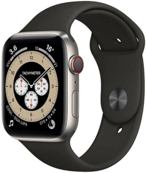 Apple Watch Series 6 Titane 40 mm (2020) | GPS | argent | Bracelet Sport noir