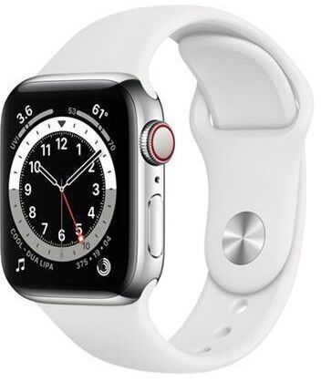 Väldigt bra: Apple Watch Series 6 Titan 40 mm (2020) | GPS + Cellular | silver | Sportband vit