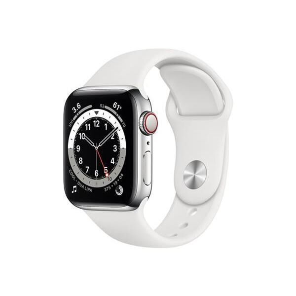 Apple Watch Series 6 Titan 40 mm (2020) | GPS + Cellular | stříbrná | sportovní náramek bílá