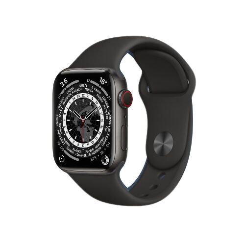 Apple Watch Series 6 Titanium 44 mm (2020) | GPS + Cellular | zwart | zwarte Sportband