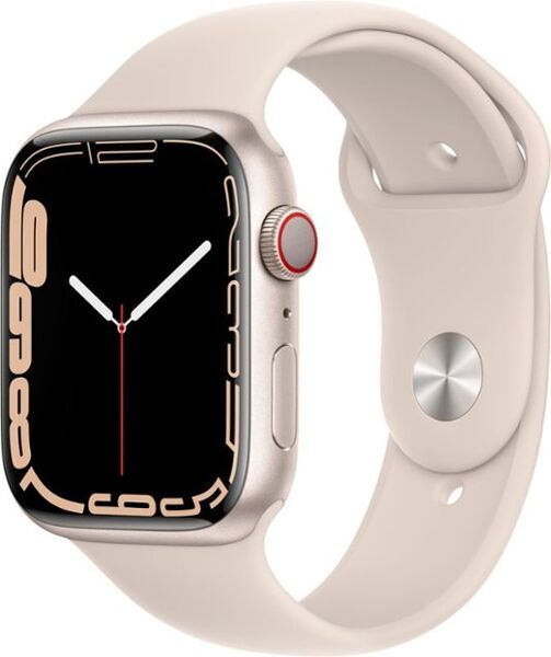 Apple Watch Series 7 Aluminium 41 mm (2021) | GPS + Cellular | Księżycowa poświata | Pasek sportowy w kolorze Księżycowa poświata