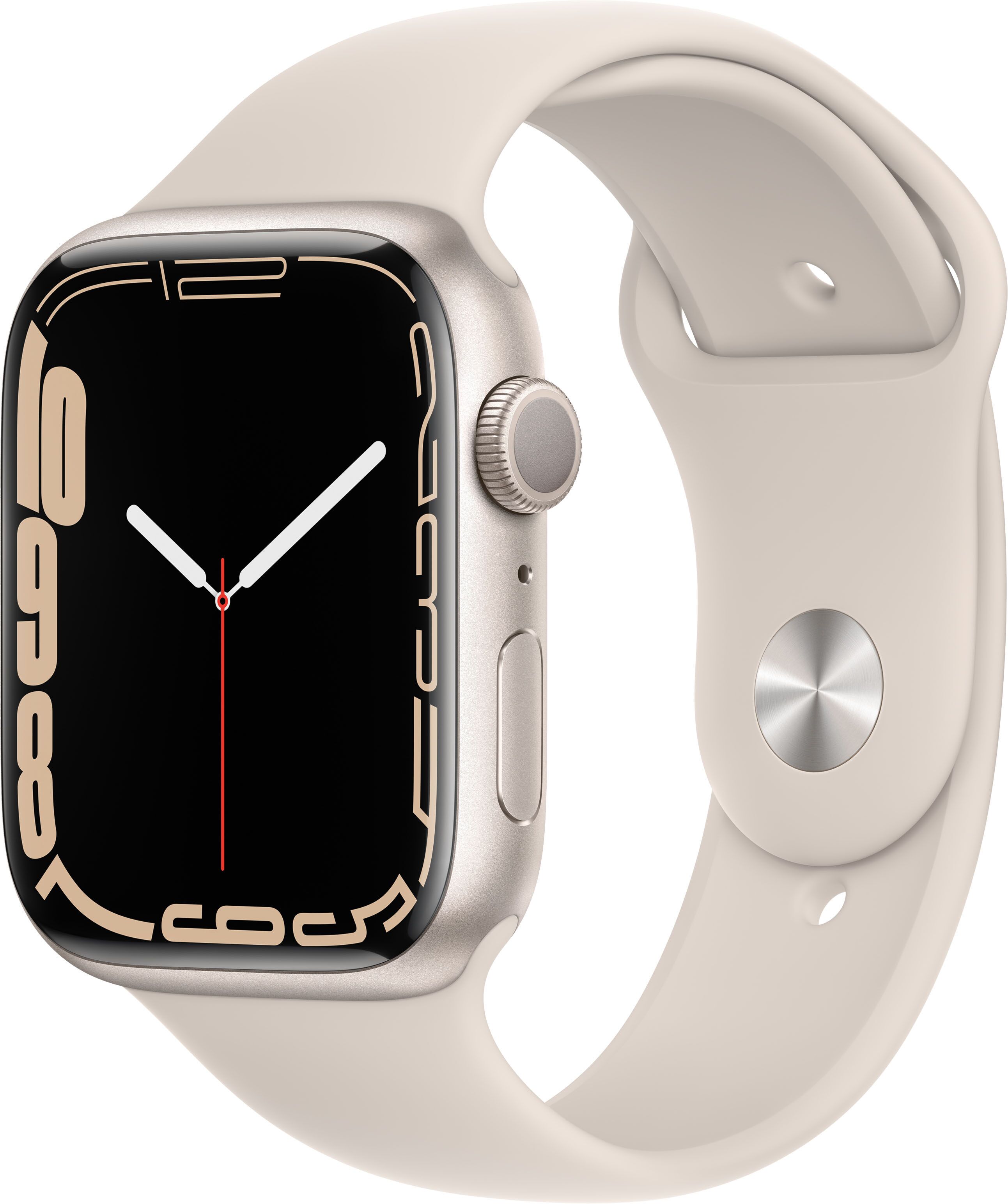 Apple Watch Series 7 Aluminium 45 mm (2021) | GPS + Cellular | Sterrenlicht | Sportbandje Sterrenlicht
