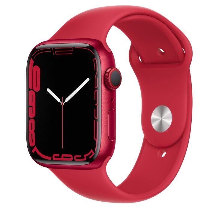 Apple Watch Series 7 Aluminium 45 mm (2021) | GPS + Cellular | rood | rood sportbandje