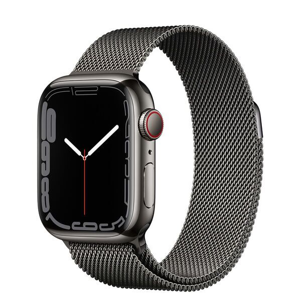Apple Watch Series 7 Stainless steel 41 mm (2021) | GPS + Cellular | graphite | Milanese Band Graphite