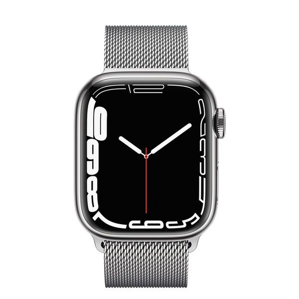 Apple Watch Series 7 Edelstahl 41 mm (2021) | GPS + Cellular | silber | Milanaise Armband Silber 2