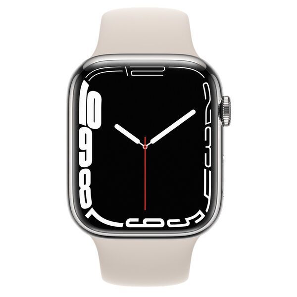 Apple Watch Series 7 Roestvrij staal 45 mm (2021) | GPS + Cellular | zilver | Sportbandje Polar Star 2