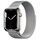 Apple Watch Series 7 Rustfrit stål 45 mm (2021) | GPS + Cellular | sølv | Milano-urrem sølv thumbnail 1/2