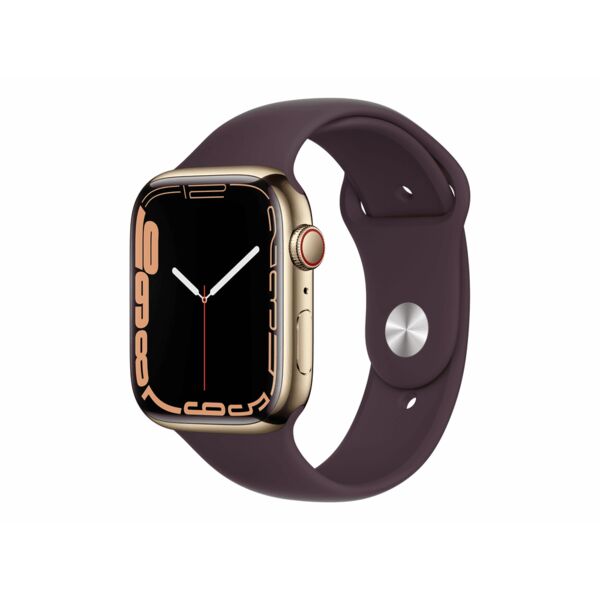 Apple Watch Series 7 Rostfritt stål 45 mm (2021) | GPS + Cellular | guld | Sportband körsbär 2