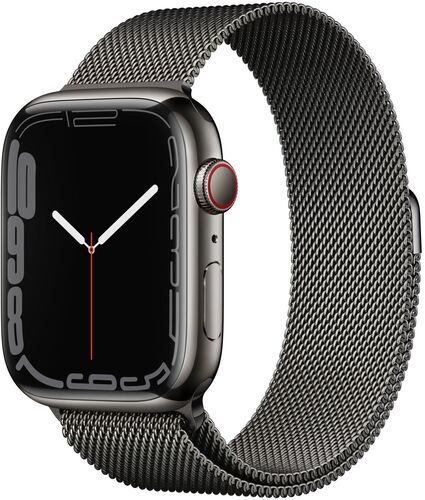Som Ny: Apple Watch Series 7 Rostfritt stål 45 mm (2021) | GPS + Cellular | grafit | Milanesisk armband grafit