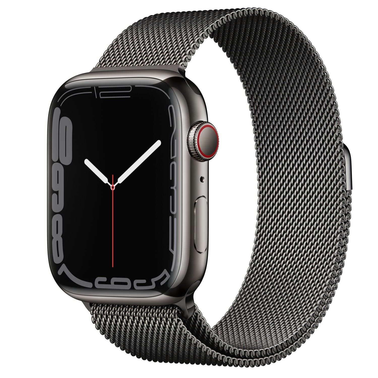 Apple Watch Series 7 Roestvrij staal 45 mm (2021) | GPS + Cellular | Grafiet | Grafiet Milanese band