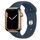 Apple Watch Series 7 Stainless steel 45 mm (2021) | GPS + Cellular | gold | Sport Band Abyss Blue thumbnail 1/2