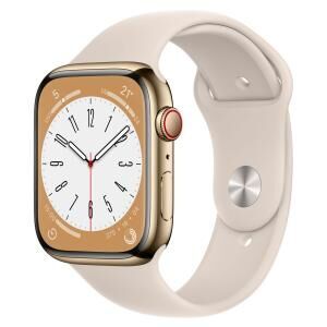 Apple Watch Series 7 Stainless steel 45 mm (2021) | GPS + Cellular | gold | Sport Band Starlight 1