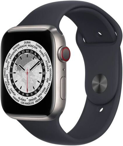 Apple Watch Series 7 Titan 45 mm (2021)   GPS + Cellular   titan   Sportarmband schwarz - Refurbished
