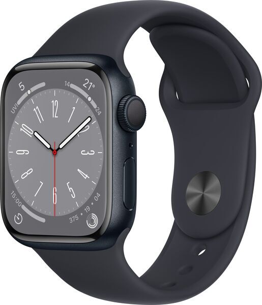 Apple Watch Series 8 Aluminium 41 mm (2022) | GPS | Midnight | Sportbandje Middernacht S/M
