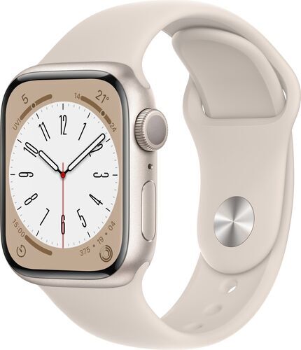 Väldigt bra: Apple Watch Series 8 Aluminium 41 mm (2022) | GPS | Stjärnglans | Sportband Stjärnglans M/L