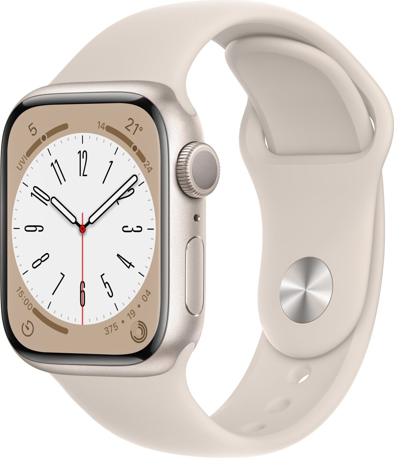 Apple Watch Series 8 Aluminium 41 mm (2022) GPS Polarstern Sportarmband Polarstern M/L