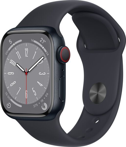 Apple Watch Series 8 Aluminum 41 mm (2022) | GPS + Cellular | Midnight | Sport Band Midnight M/L