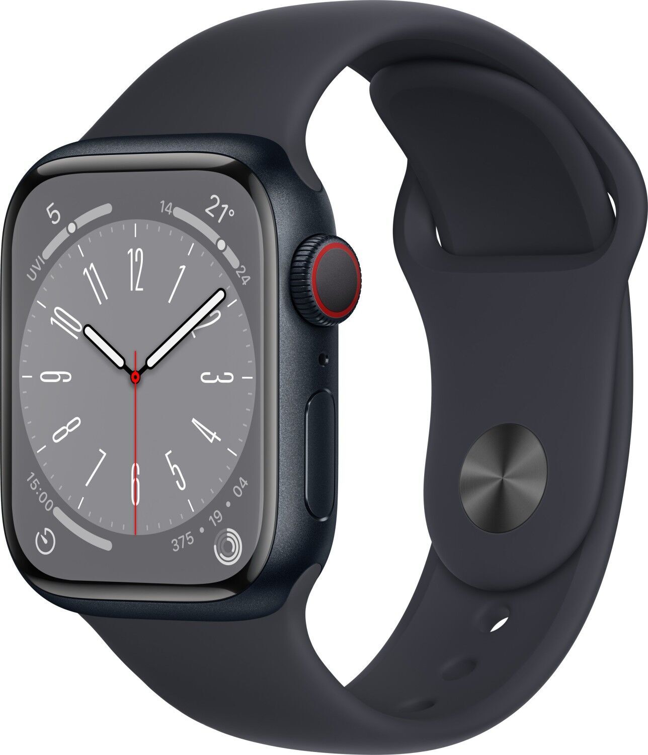 Apple Watch Series 8 Aluminium 41 mm (2022) GPS + Cellular Mitternacht Sportarmband Mitternacht M/L