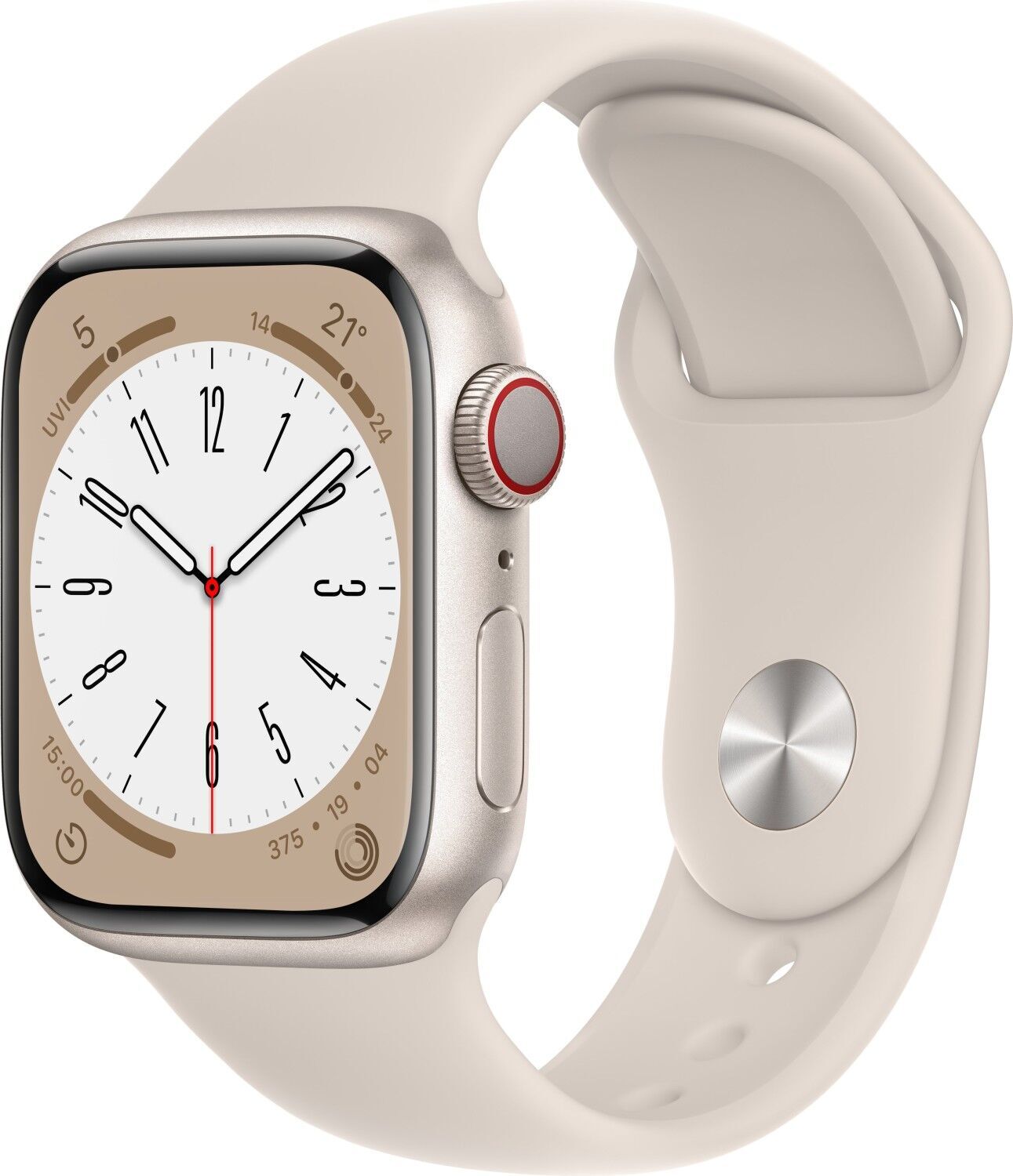 Apple Watch Series 8 Aluminium 41 mm (2022) GPS + Cellular Polarstern Sportarmband Polarstern M/L