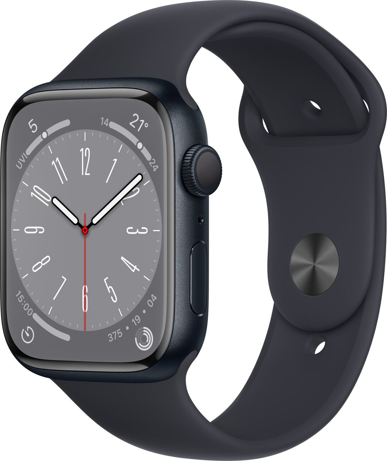 Apple Watch Series 8 Aluminium 45 mm (2022) | GPS | Middernacht | Sportbandje Middernacht S/M + M/L