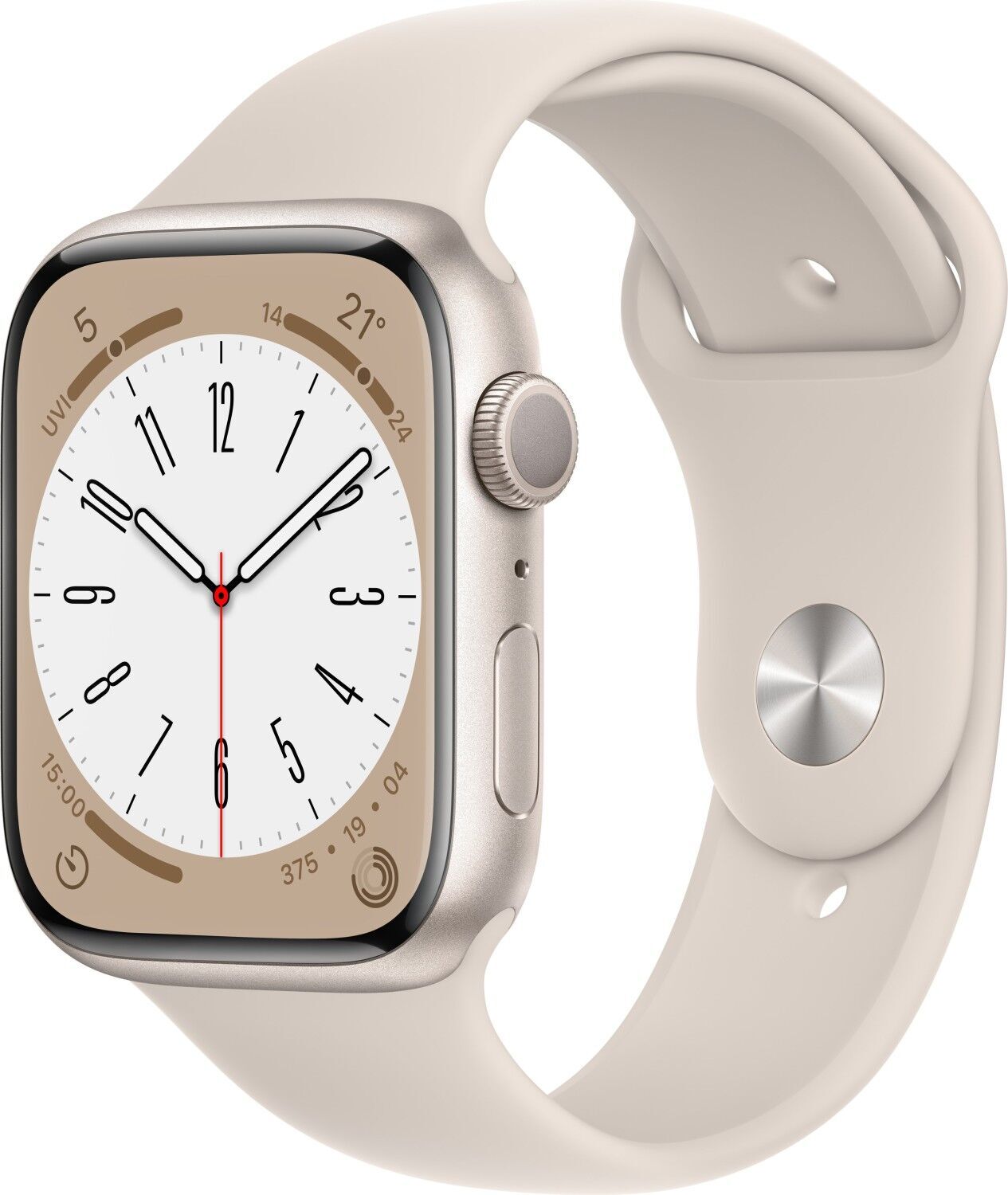 Apple Watch Series 8 Aluminium 45 mm (2022) | GPS | Sterrenlicht | Sportbandje Sterrenlicht M/L