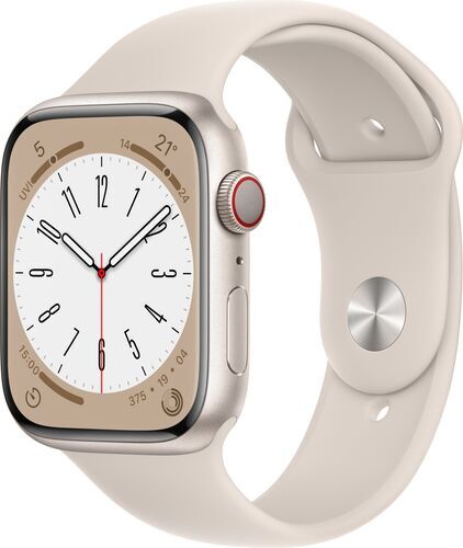Apple Watch Series 8 Aluminum 45 mm (2022) | GPS + Cellular | Starlight | Sport Band Starlight M/L