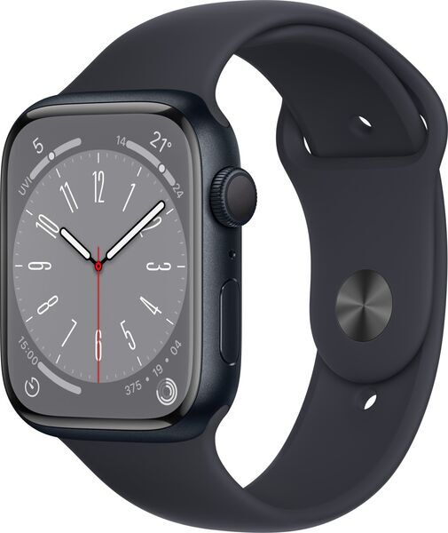 Apple Watch Series 8 Aluminium 45 mm (2022) | GPS + Cellular | Midnight | Sportbandje Middernacht S/M + M/L