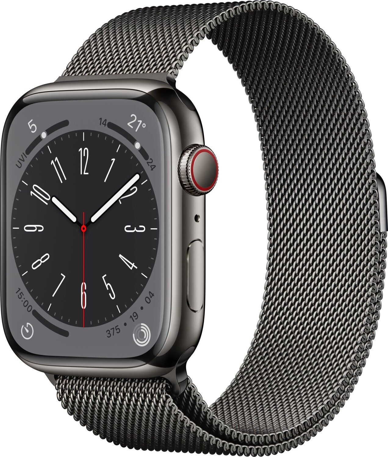 Apple Watch Series 8 Edelstahl 45 mm (2022) GPS + Cellular graphit Milanaise Armband Graphit