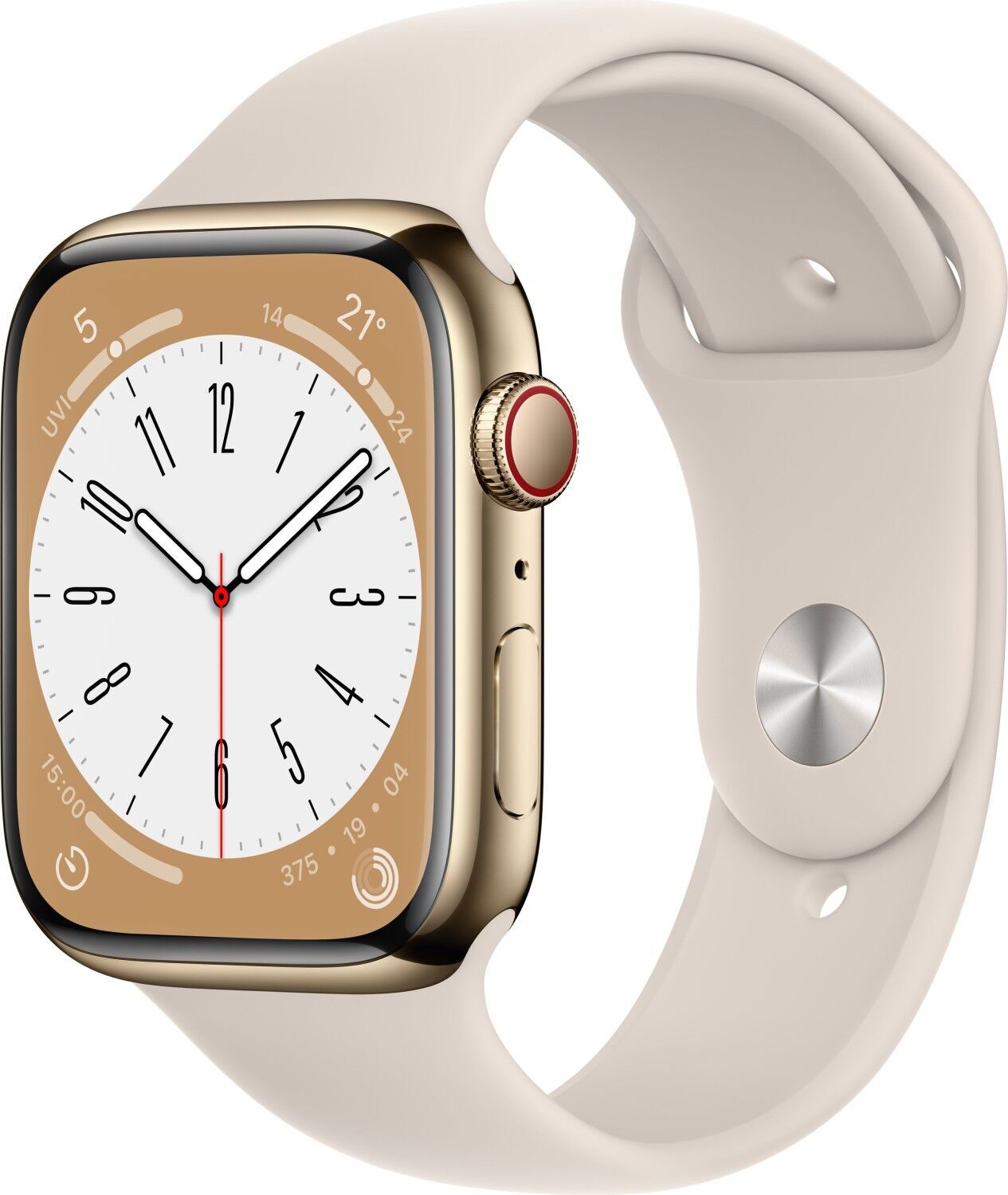 Apple Watch Series 8 Edelstahl 45 mm (2022) GPS + Cellular gold Sportarmband Polarstern