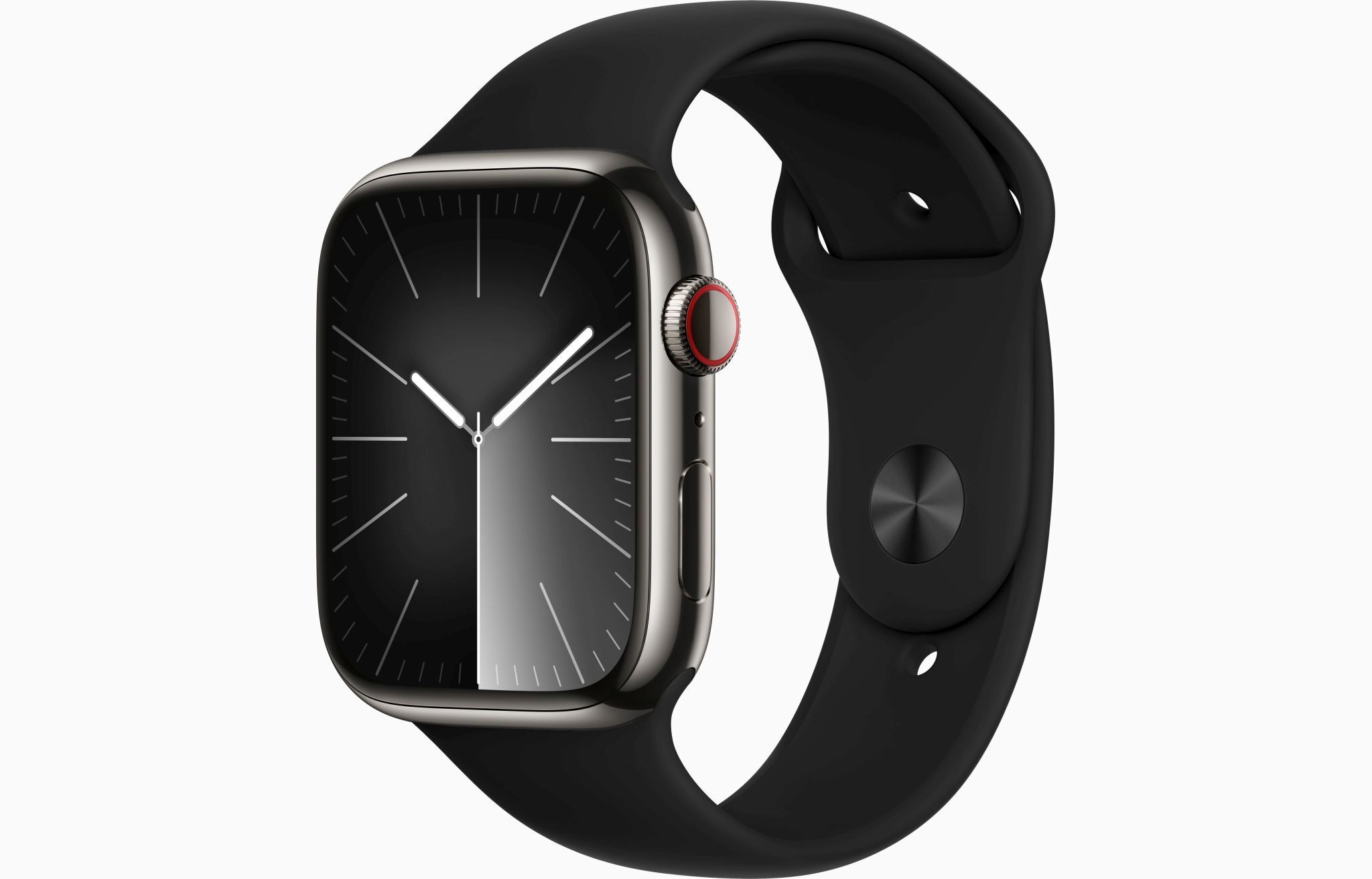 Apple Watch Series 8 Edelstahl 45 mm (2022) GPS + Cellular graphit Sportarmband schwarz