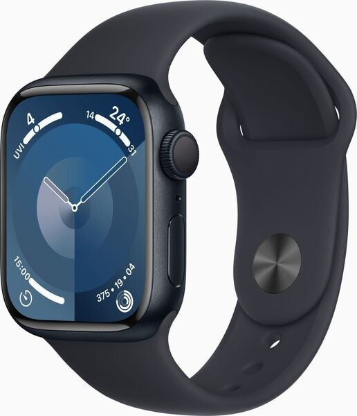 Apple Watch Series 9 Aluminium 41 mm (2023) | GPS | Minuit | Bracelet Sport Minuit M/L