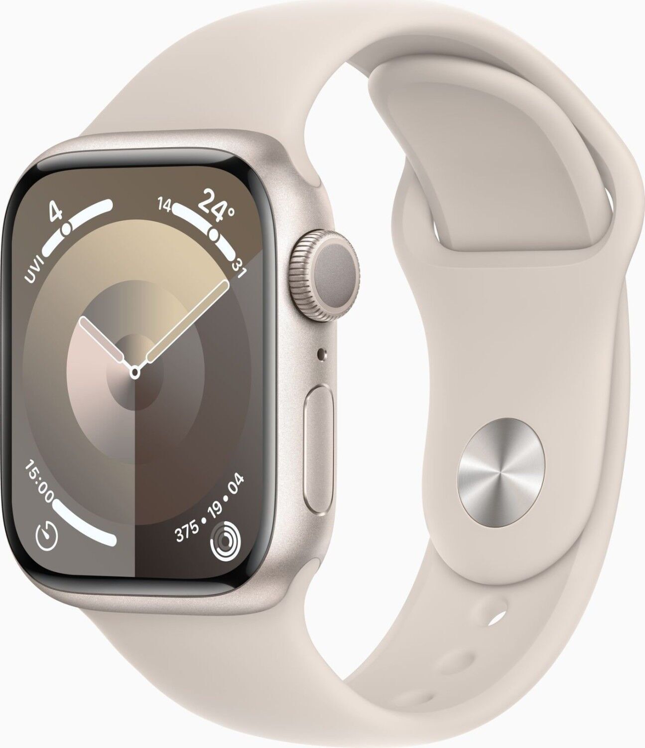 Apple Watch Series 9 aluminium 41 mm (2023) | GPS | Sterrenlicht | Sportbandje Sterrenlicht S/M