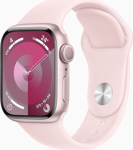 Som Ny: Apple Watch Series 9 Aluminium 41 mm (2023) | GPS | rosa | Sportband ljusrosa S/M