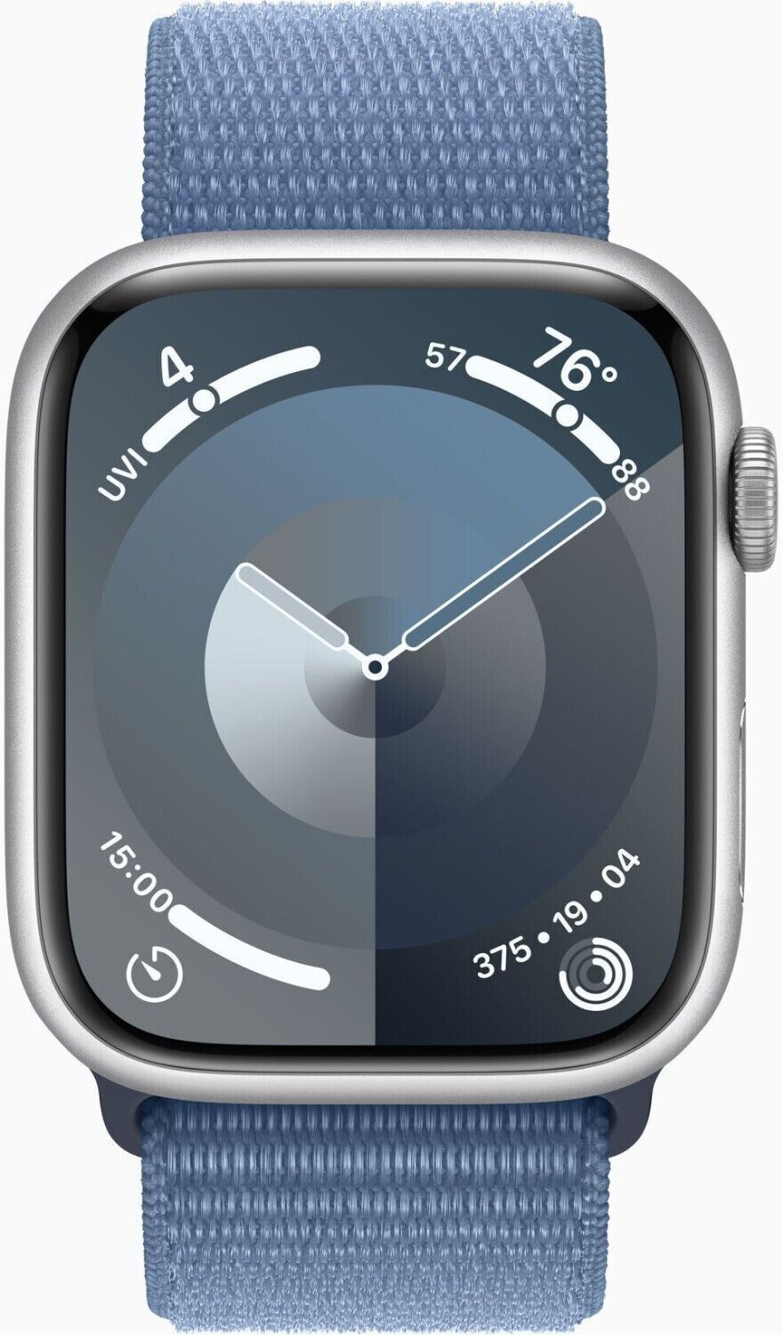 Apple Watch Series 9 aluminium 41 mm (2023) | GPS | Zilver | Sport Loop Winterblauw
