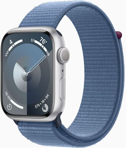 Apple Watch Series 9 Aluminium 41 mm (2023) | GPS | Silver | Sport Loop Winter Blue, image 2 of 2
