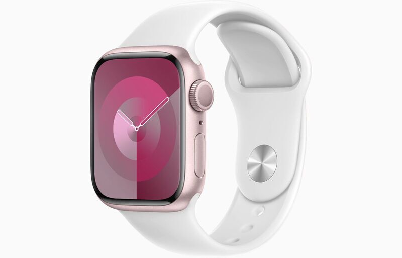 Apple Watch Series 9 Aluminum 41 mm (2023) | GPS | pink | Sport Band white S/M 1