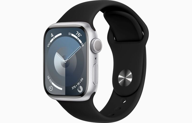Apple Watch Series 9 Aluminium 41 mm (2023) | GPS | silber | Sportarmband schwarz M/L 1