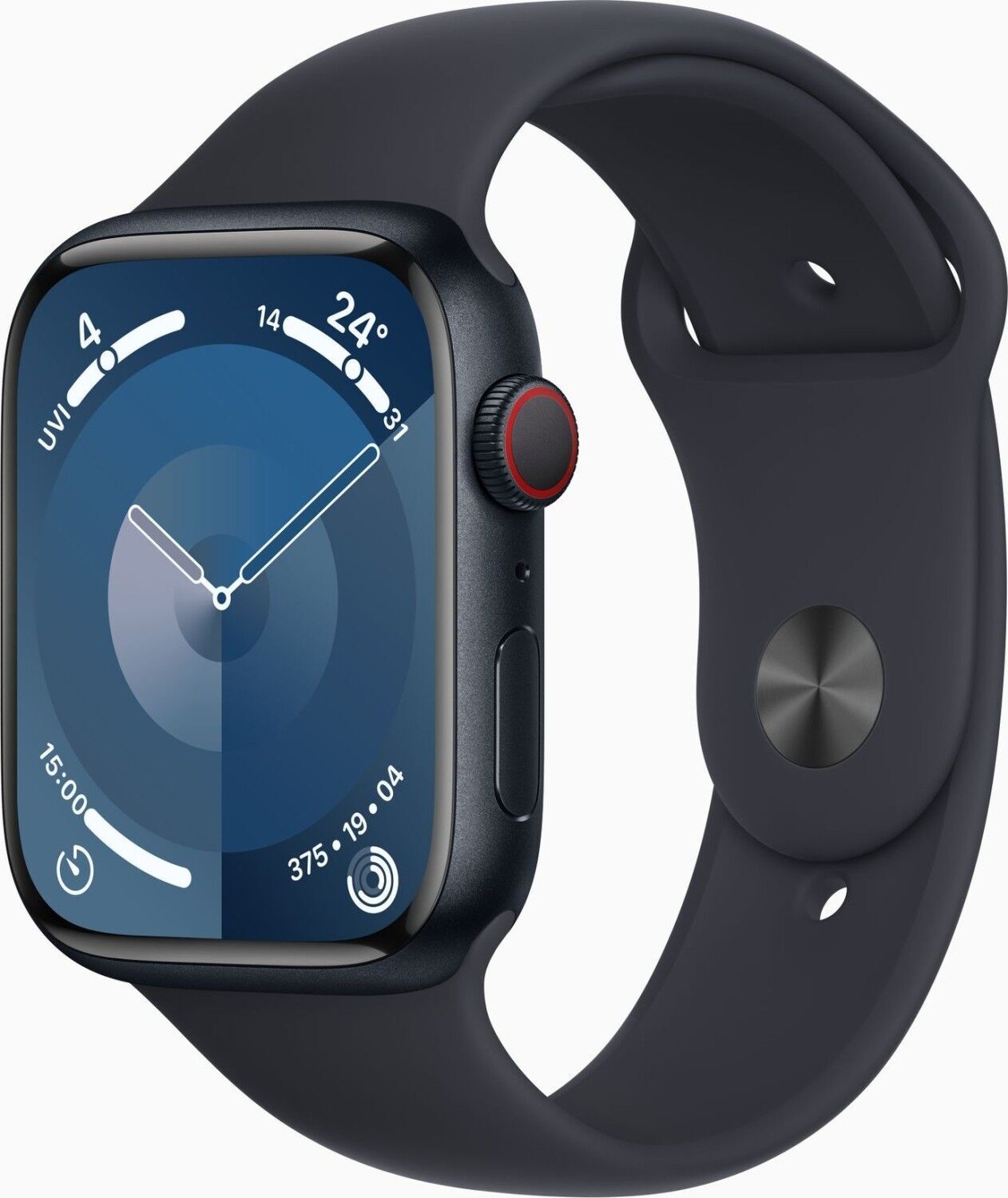 Apple Watch Series 9 Aluminium 45 mm (2023) | GPS + Cellular | Middernacht | Sportbandje Middernacht S/M