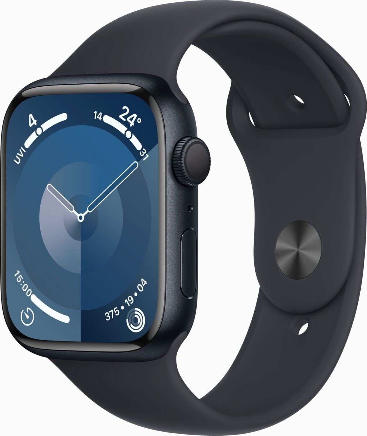 Apple Watch Series 9 Aluminium 45 mm (2023) | GPS | Middernacht | Sportband Middernacht S/M
